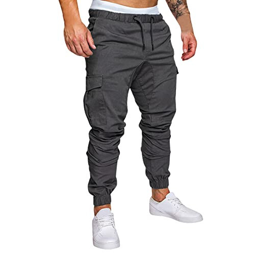 Men's Hiking Cargo Pants Lightweight Joggers for Men Lined Sweatpants for Men Scrubs Joggers for Mens Green Pants - 1