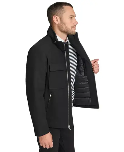 Men's Hipster Full-Zip Jacket with Zip-Out Hood - Black - 3