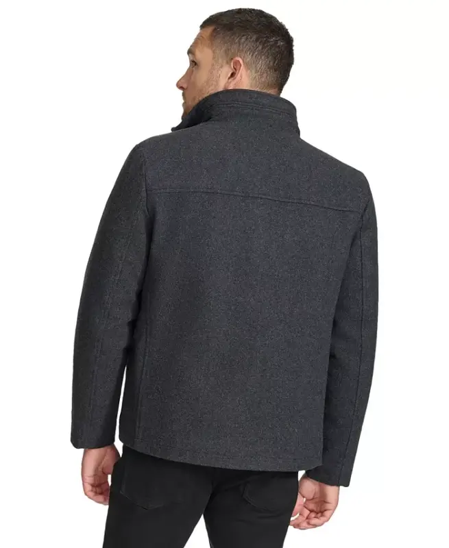 Men's Hipster Full-Zip Jacket with Zip-Out Hood-Dark Charcoal - 2