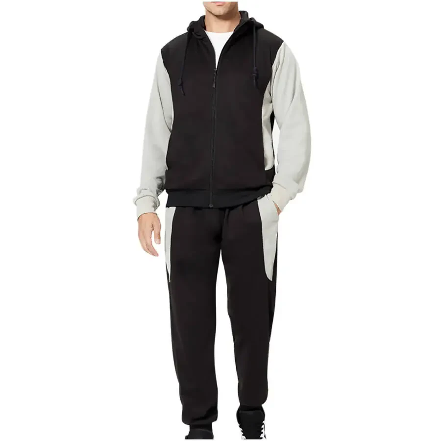 Men's Hooded Athletic Tracksuit Full Zip Casual Jogging Gym Sweat Suits - 1