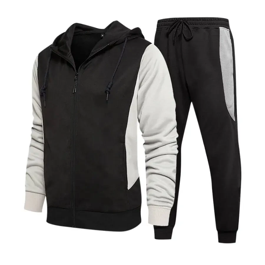 Men's Hooded Athletic Tracksuit Full Zip Casual Jogging Gym Sweat Suits - 2