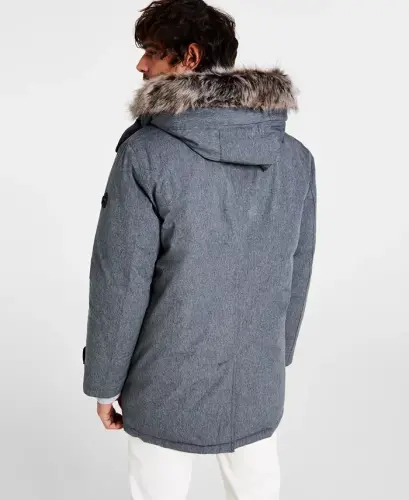 Men's Hooded Bib Snorkel Parka Coat, Created for Modazone - Charcoal Heather - MICHAEL KORS (1)
