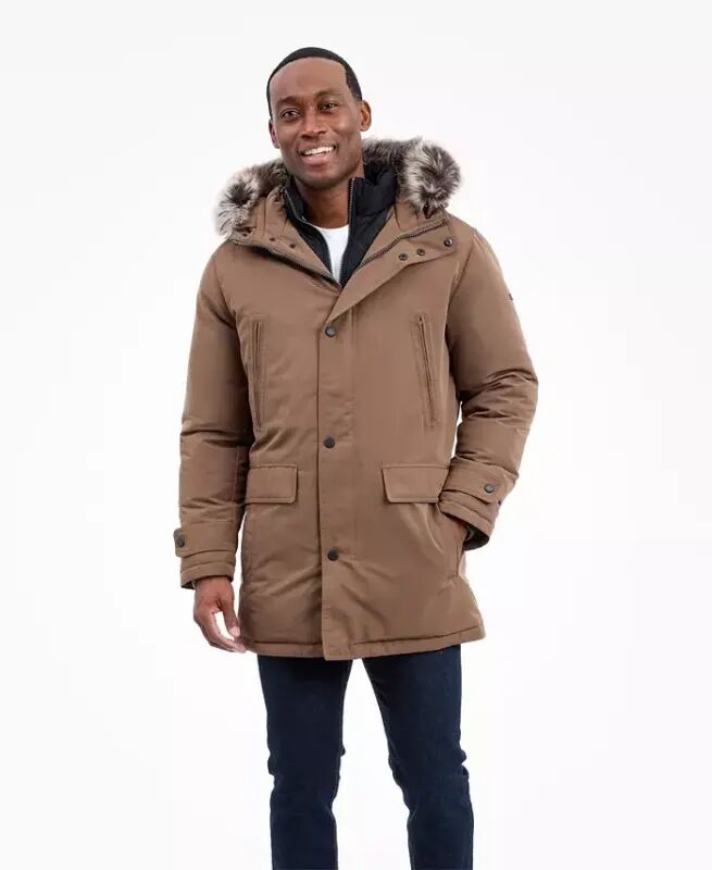 Men's Hooded Bib Snorkel Parka Coat, Created for Modazone - Mocha - 2