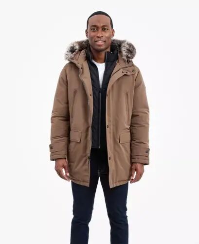 Men's Hooded Bib Snorkel Parka Coat, Created for Modazone - Mocha - 9
