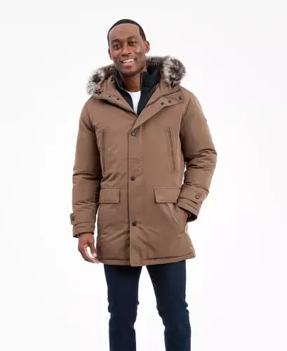 Men's Hooded Bib Snorkel Parka Coat, Created for Modazone - Mocha - MICHAEL KORS (1)