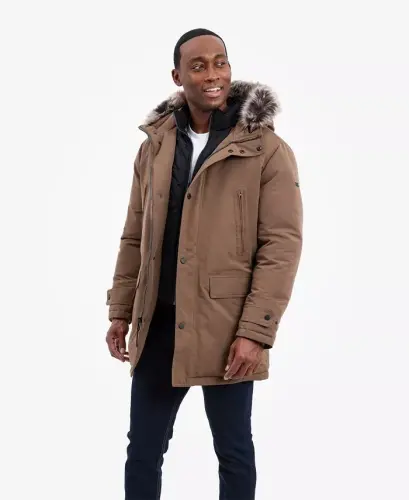 Men's Hooded Bib Snorkel Parka Coat, Created for Modazone - Mocha - 5