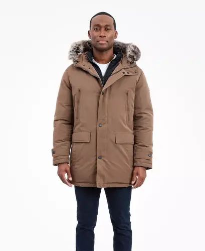 Men's Hooded Bib Snorkel Parka Coat, Created for Modazone - Mocha - 7