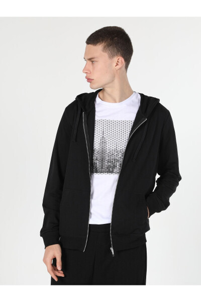 Men's hooded black sweatshirt, regular fit. Cl1002717 - 3