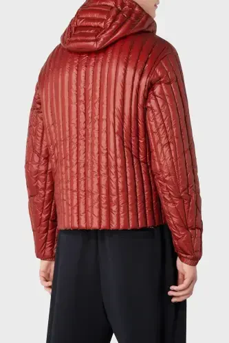 Men's Hooded Collar Branded Detailed Zippered Padded Burgundy Jacket 6R1B79 1NKZZ-0454-Burgundy - EMPORIO ARMANI (1)