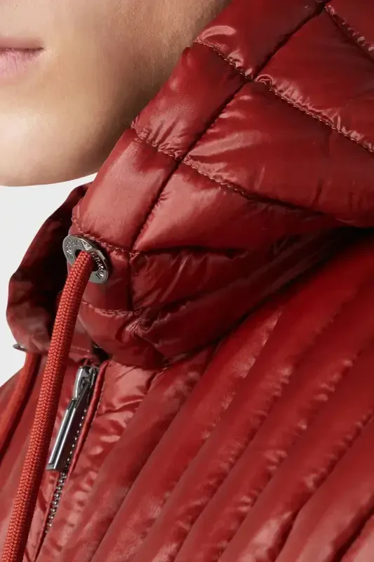 Men's Hooded Collar Branded Detailed Zippered Padded Burgundy Jacket 6R1B79 1NKZZ-0454-Burgundy - 3