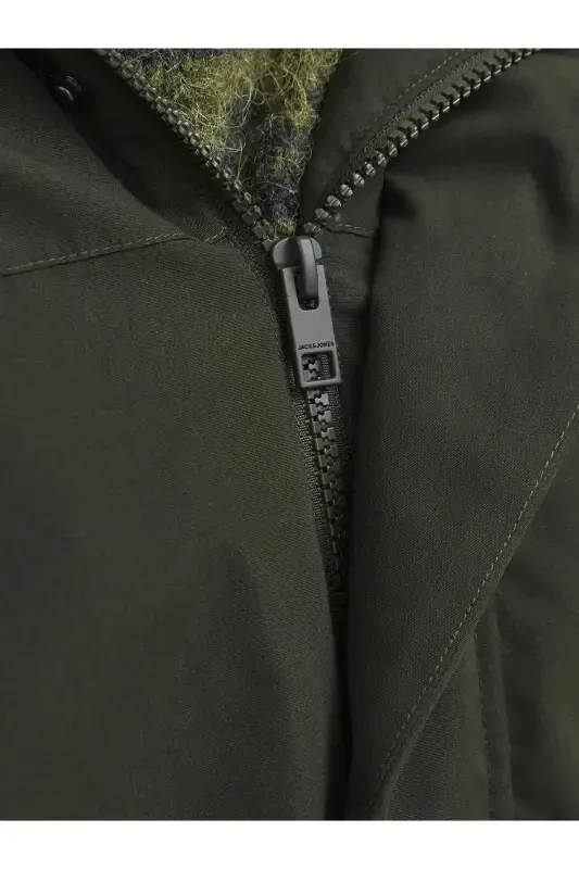 Men's Hooded Long Coat Khaki Parka 12236096-Rosin - 6