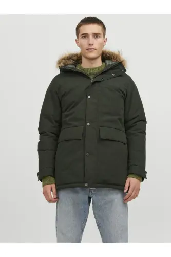 Men's Hooded Long Coat Khaki Parka 12236096 - Rosin - 1