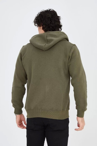 Men's Hooded Printed Zip-Up Hoodie - Green - 2