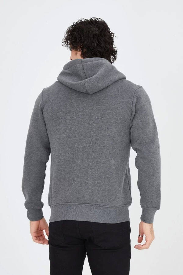 Men's hooded printed zippered sweatshirt - charcoal - 5