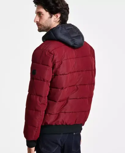 Men's Hooded Puffer Bomber Jacket - Dark Brandy - MICHAEL KORS (1)
