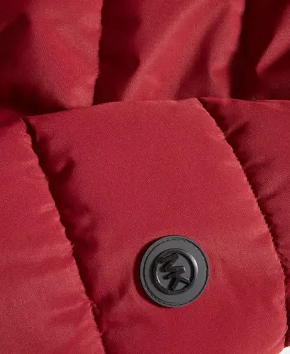 Men's Hooded Puffer Bomber Jacket - Dark Brandy - 3