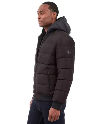 Men's Hooded Puffer Bomber Jacket - Dark Chocolate - MICHAEL KORS (1)