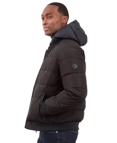 Men's Hooded Puffer Bomber Jacket - Dark Chocolate - 7
