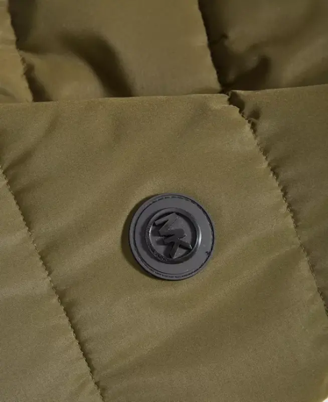 Men's Hooded Puffer Bomber Jacket-Olive - 4