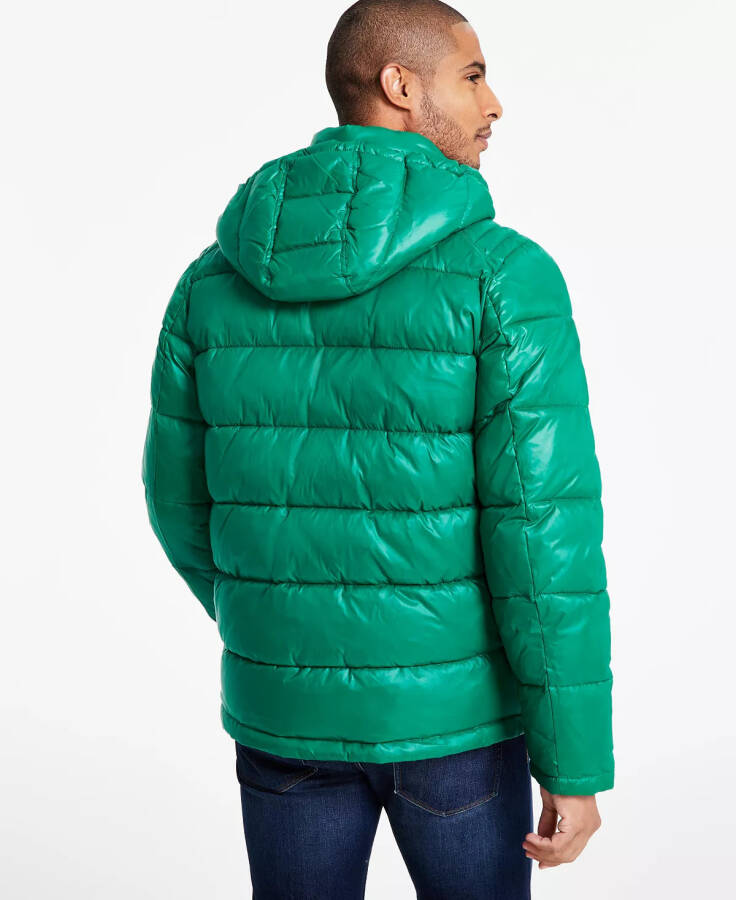 Men's Hooded Puffer Coat - Kelly Green - 2