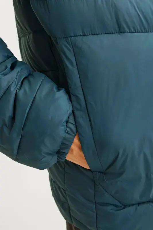 Men's Hooded Puffer Jacket - 12258441-Green - 5