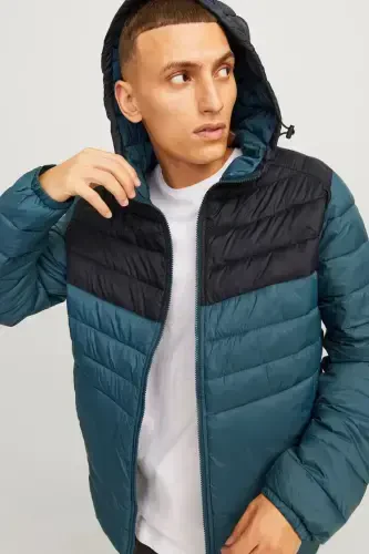 Men's Hooded Puffer Jacket - 12258441-Green - JACK & JONES (1)