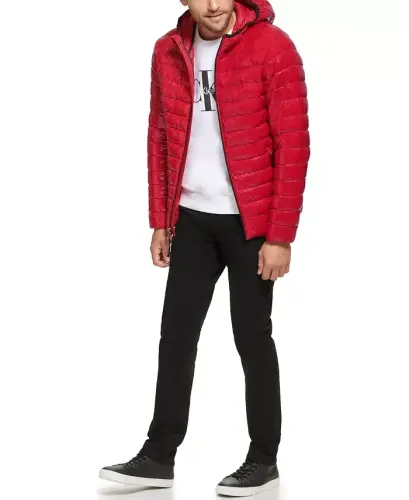 Men's Hooded & Quilted Packable Jacket - 2