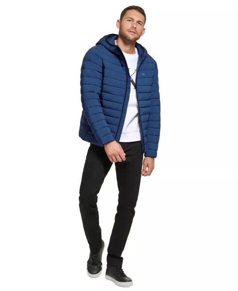 Men's Hooded & Quilted Packable Jacket Denim Blue - 4