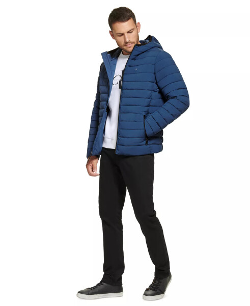 Men's Hooded & Quilted Packable Jacket Denim Blue - 5