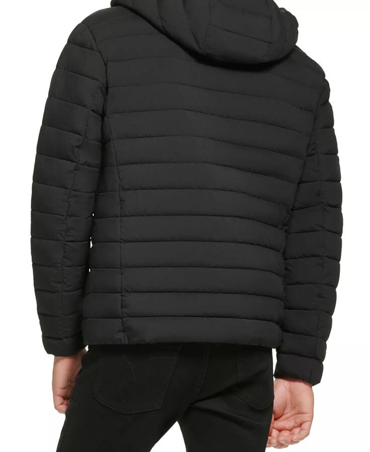 Men's Hooded & Quilted Packable Jacket Ebony - 2