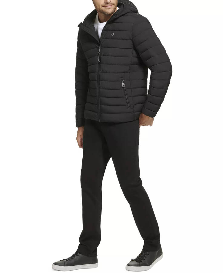 Men's Hooded & Quilted Packable Jacket Ebony - 4