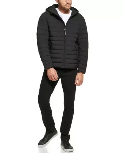 Men's Hooded & Quilted Packable Jacket - Ebony - CALVIN KLEIN (1)