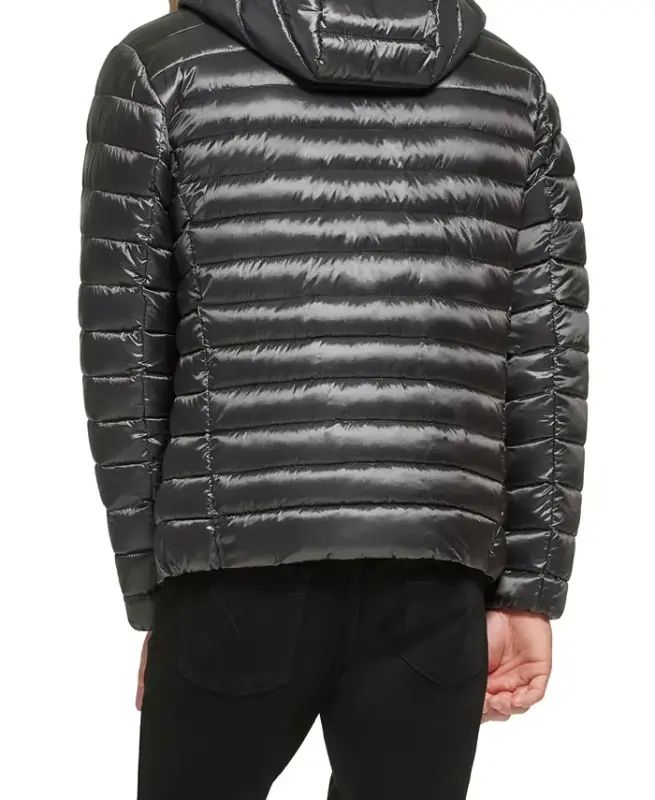 Men's Hooded & Quilted Packable Jacket-Granite Iridescent - 5