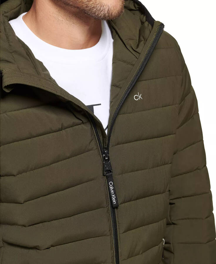 Men's Hooded & Quilted Packable Jacket Olive - 3