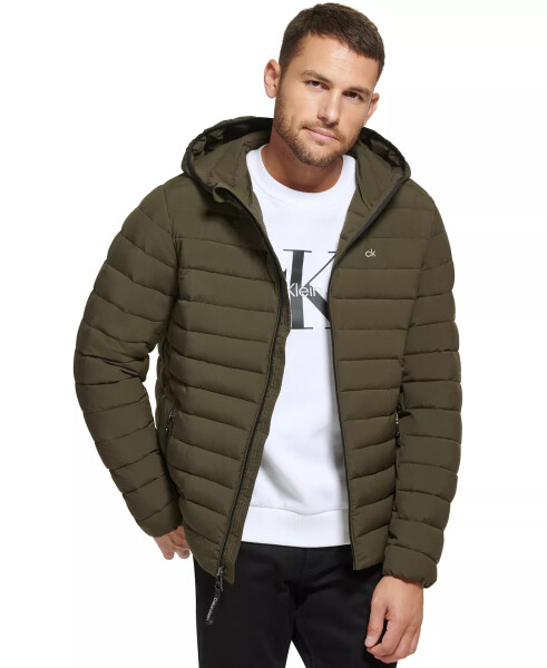 Men's Hooded & Quilted Packable Jacket Olive - 4