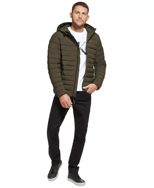 Men's Hooded & Quilted Packable Jacket Olive - 5