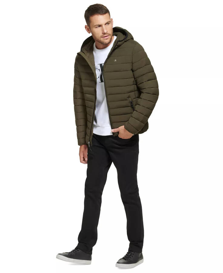 Men's Hooded & Quilted Packable Jacket Olive - 6