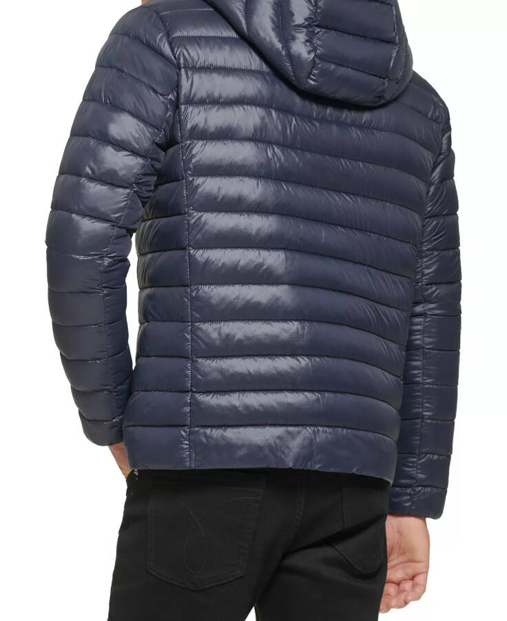 Men's Hooded & Quilted Packable Jacket True Navy - 2