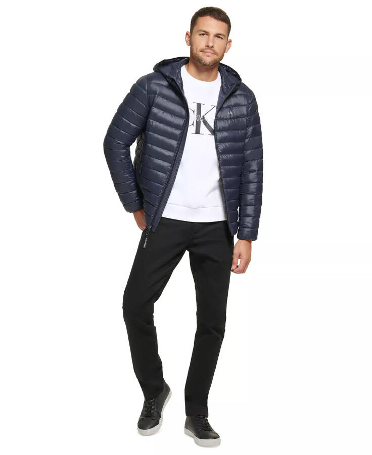 Men's Hooded & Quilted Packable Jacket True Navy - 4