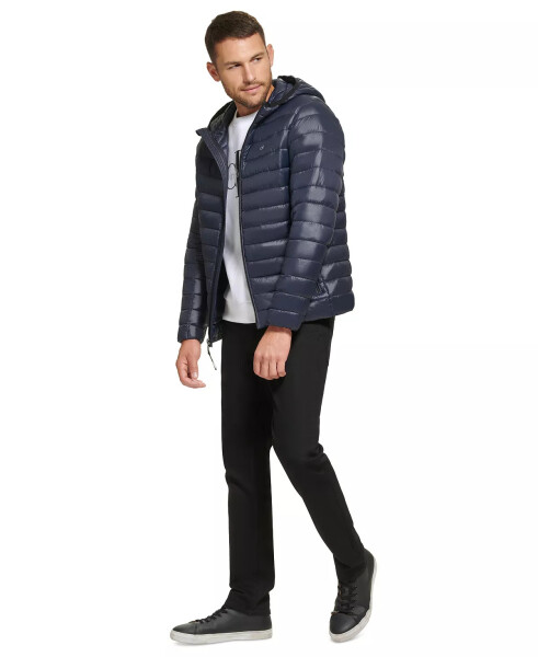 Men's Hooded & Quilted Packable Jacket True Navy - 5