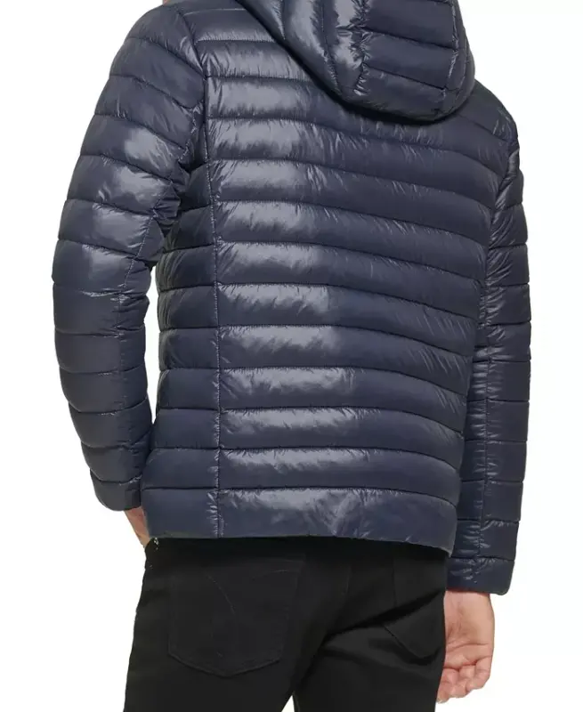 Men's Hooded & Quilted Packable Jacket - True Navy - 5