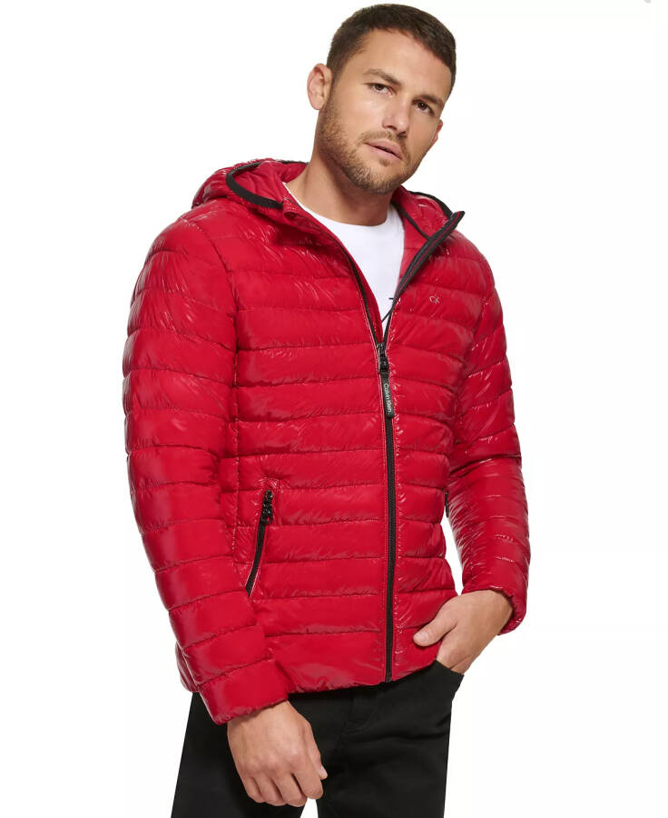 Men's Hooded & Quilted Packable Jacket True Red - 1