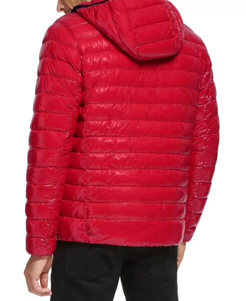 Men's Hooded & Quilted Packable Jacket True Red - 2