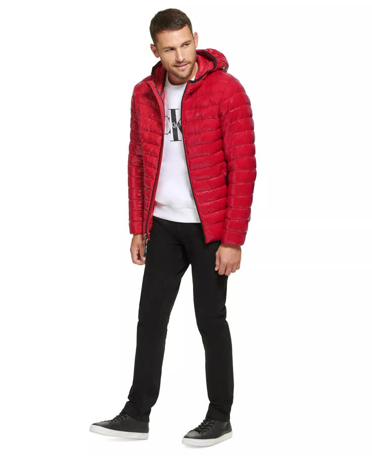 Men's Hooded & Quilted Packable Jacket True Red - 5