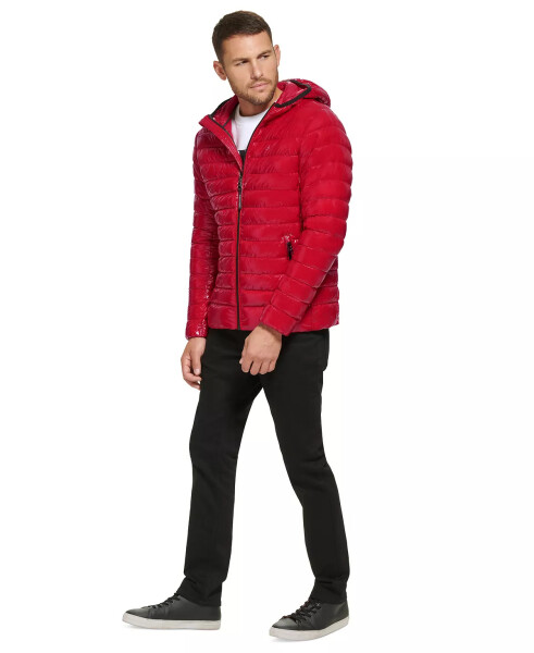 Men's Hooded & Quilted Packable Jacket True Red - 6