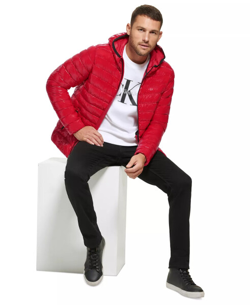 Men's Hooded & Quilted Packable Jacket True Red - 7