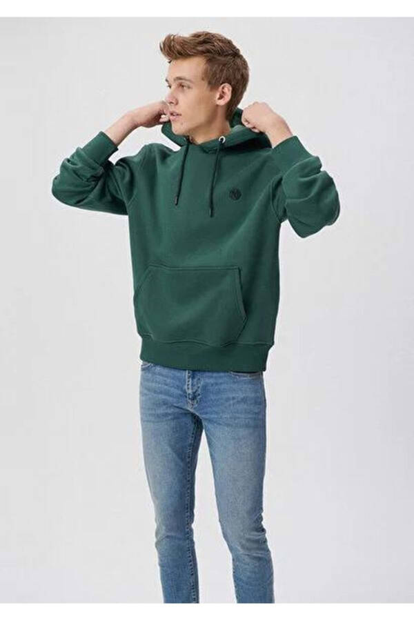 Men's Hooded Sweatshirt, Forest Green - 1