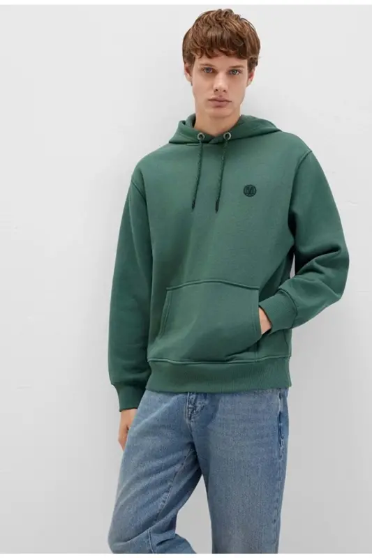 Men's Hooded Sweatshirt, Forest Green - 2