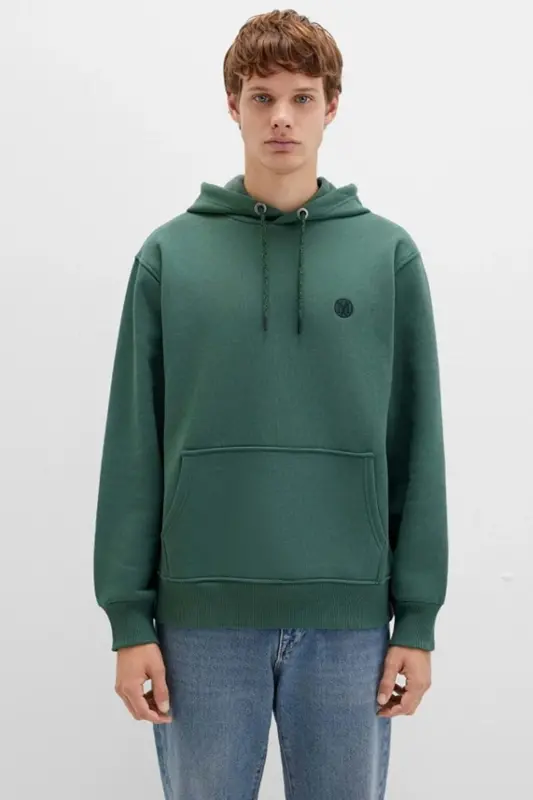 Men's Hooded Sweatshirt, Forest Green - 4