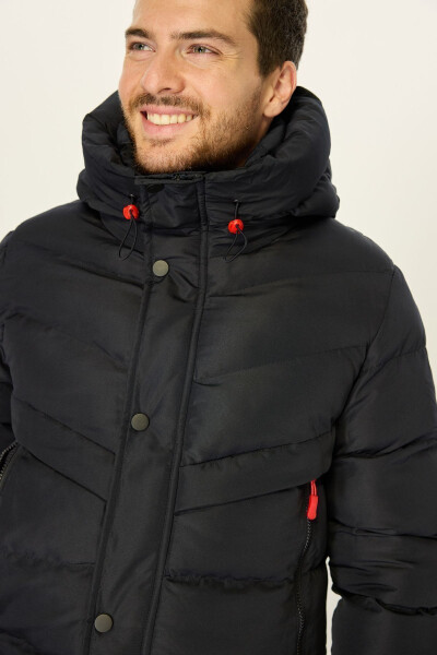 Men's Hooded Windproof Navy Blue Puffer Jacket Long Winter Coat Parka - 6